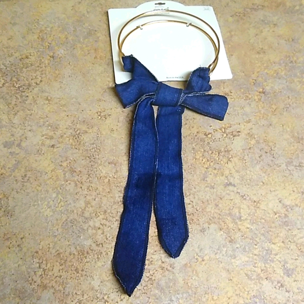 🐾 2 For $16 Denim Bow Style Gold Choker
